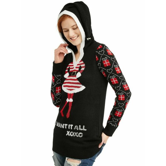 No Boundaries Sweaters - NoBo Junior's XS Christmas Hoodie Ugly Sweater